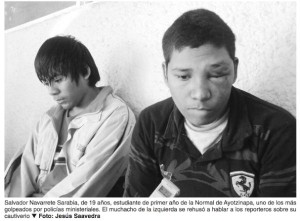 Normalistas de Ayotzinapa, golpeados