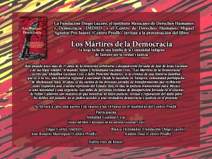 Invitación a presentación de libro Los Mártires de la Democracia