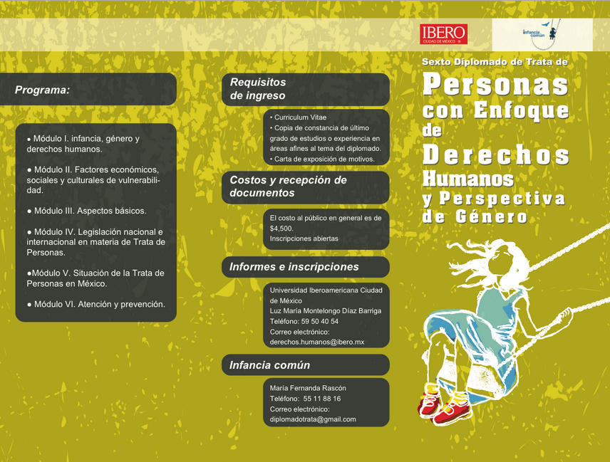 6° Diplomado de Trata de Personas con Enfoque de Derechos Humanos y Perspectiva de Género