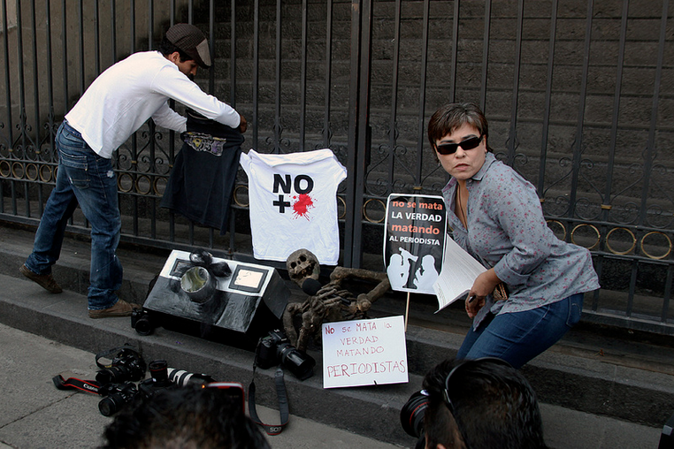 Periodistas se manifestaron en Segob/ Foto: César Martínez