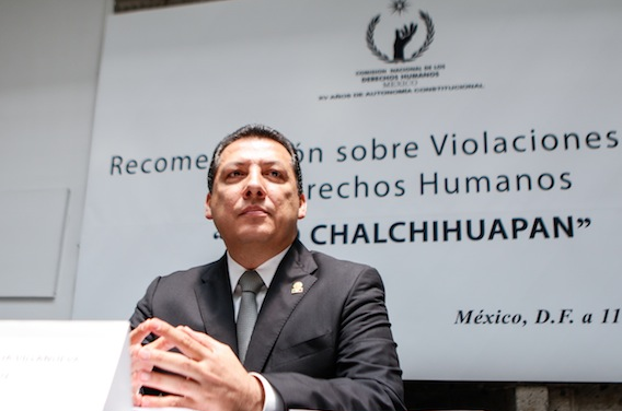 Raúl Plascenia Villanueva, presidente de la CNDH en la lectura de las Recomendaciones sobre Violaciones Graves a Derechos Humanos “caso Chalchihuapan”. Foto: Francisco Cañedo, SinEmbargo