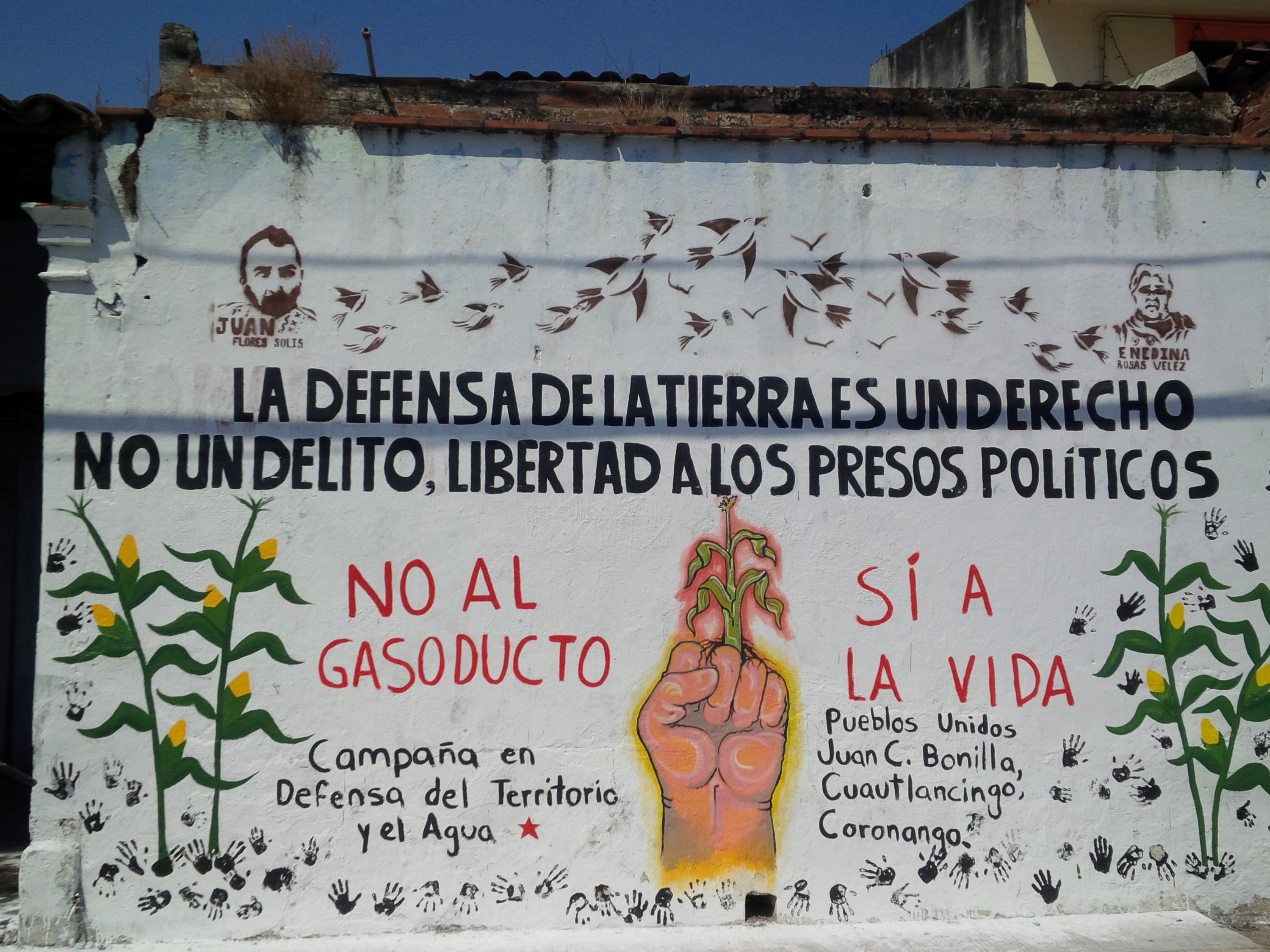 Campaña de murales en defensa del territorio y del agua contra el gasoducto en municipios de Puebla | Foto: La Jornada de Oriente