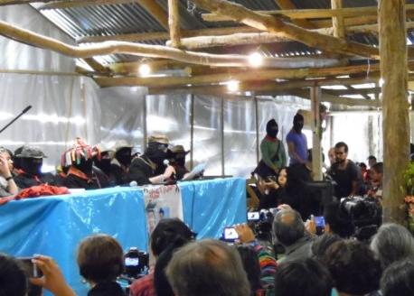 Los zapatistas, en la inauguración del encuentro/ Radio Pozol
