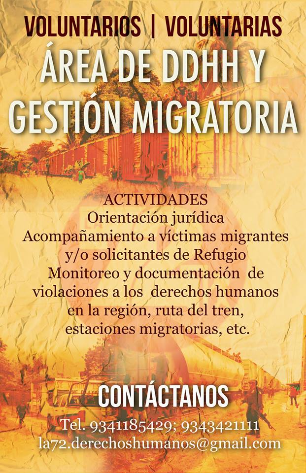 Voluntarios (as) en DDHH y gestión migratoria en La 72
