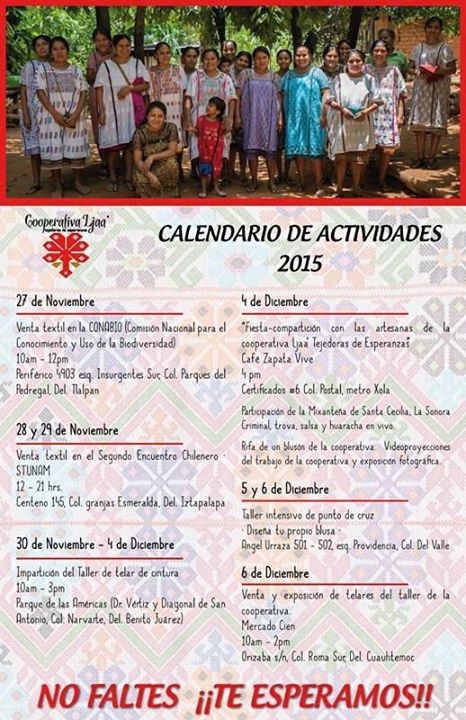 Fiesta-compartición con las artesanas de la cooperativa Ljaá Tejedoras de Esperanza