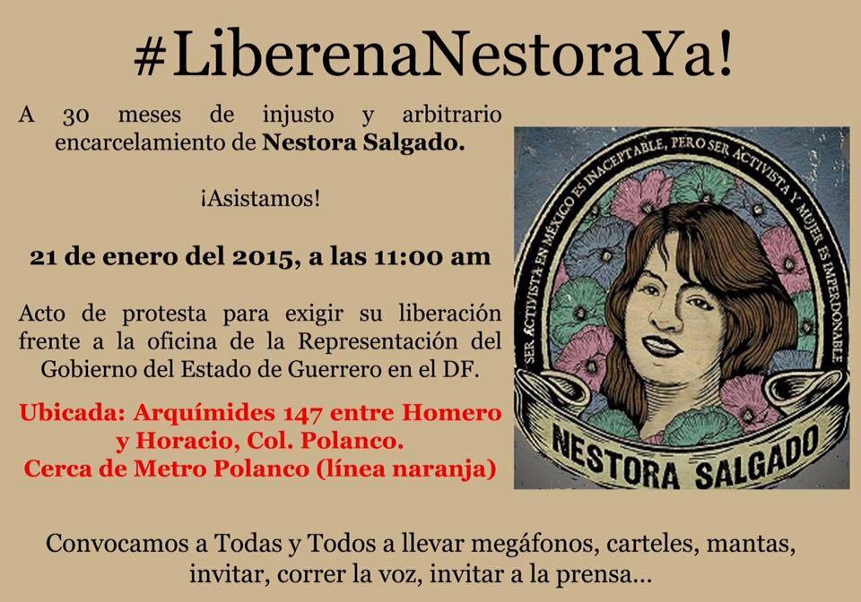 Protesta en la Ciudad de México para exigir la libertad de Nestora Salgado