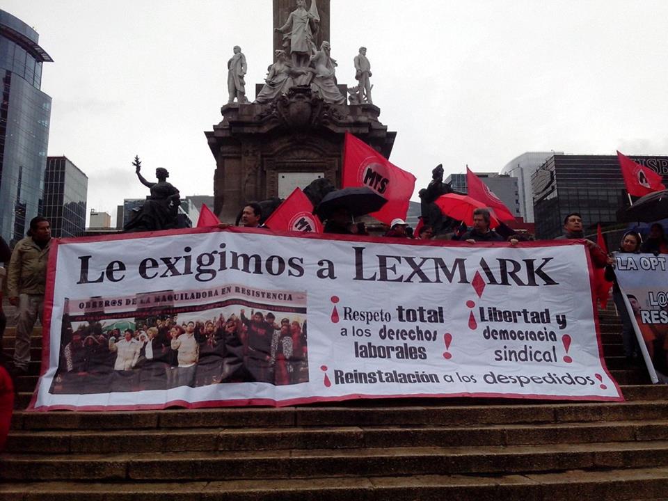 Marcha en solidaridad con las y los huelguistas de maquilas Lexmark en Ciudad Juárez