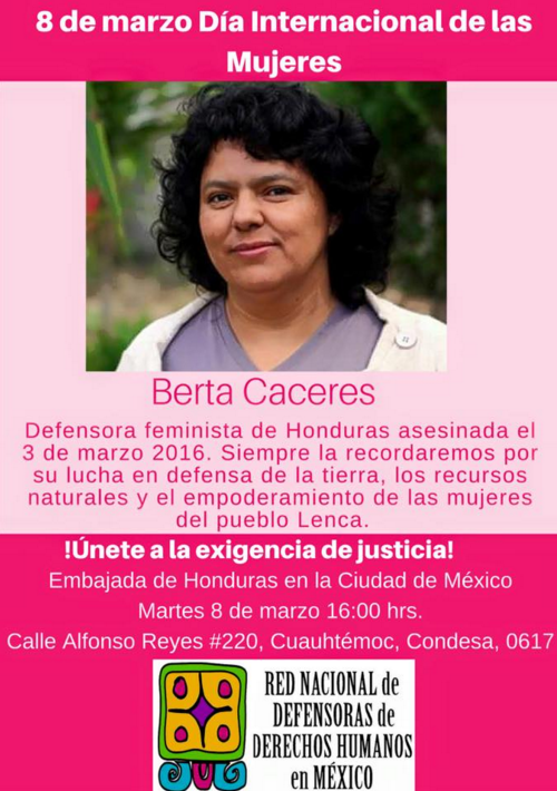 8 de marzo en memoria de Berta Cáceres