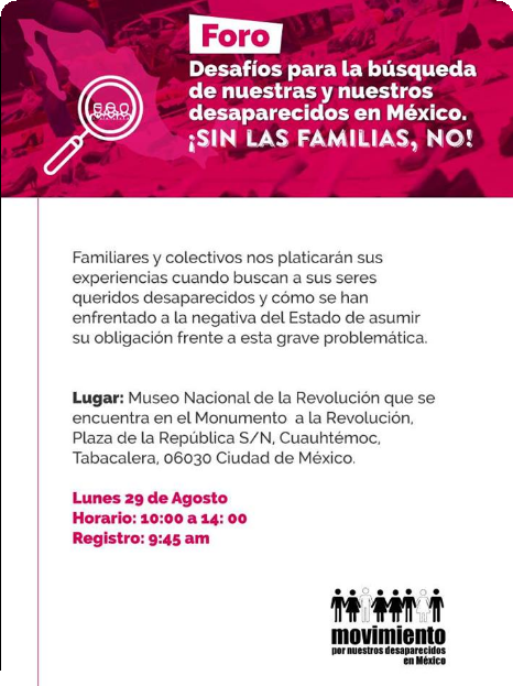Foro: “Desafíos para la búsqueda de nuestras y nuestros desaparecidos en México”