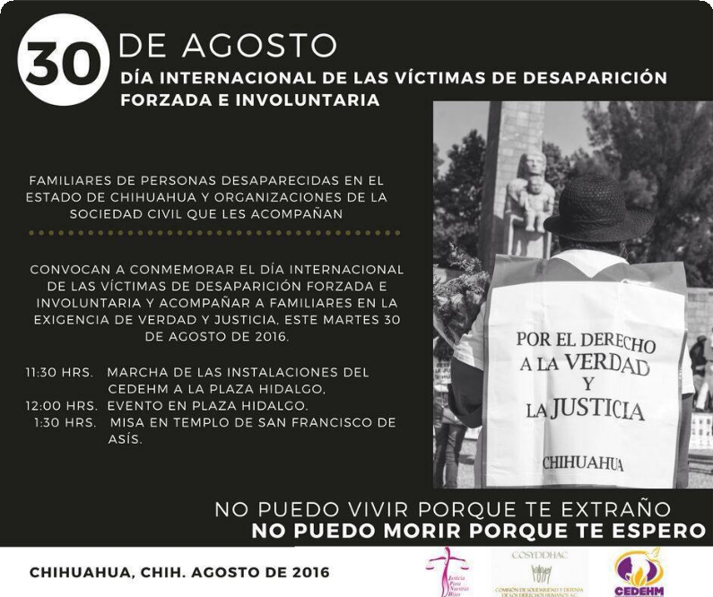 Conmemoración en Chihuahua del Día Internacional de las Víctimas de Desaparición