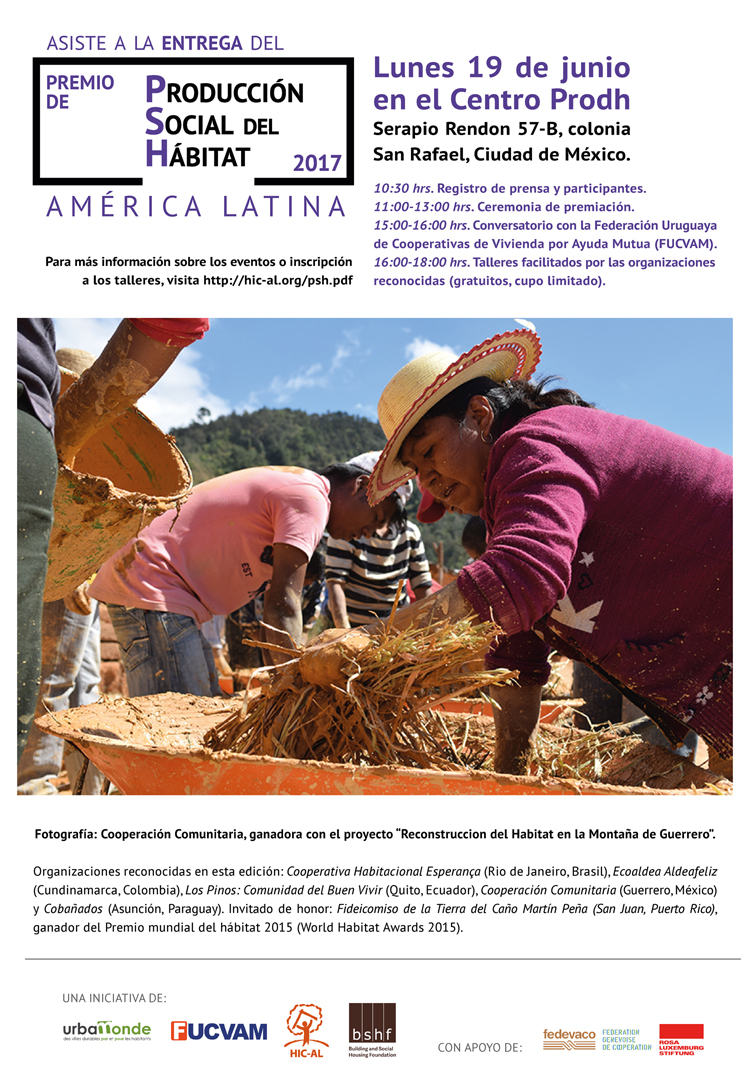Entrega del premio Producción Social del Hábitat América Latina