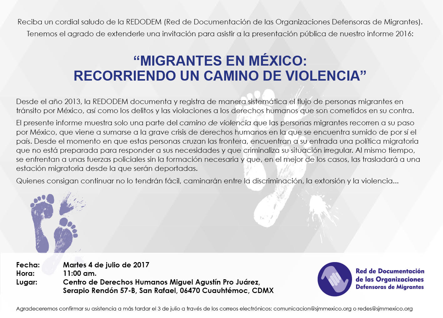 Presentación informe «Migrantes en México: Recorriendo un camino de violencia»