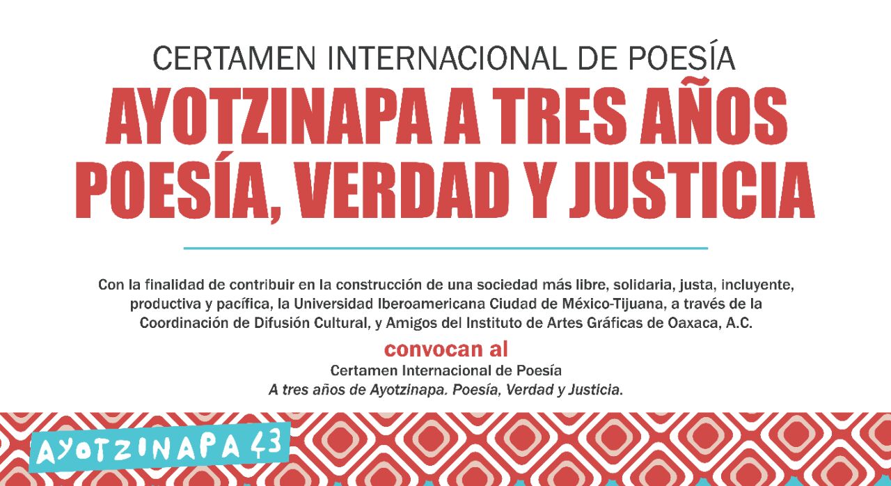 Certamen Internacional de Poesía | Ayotzinapa a tres años, poesía verdad y justicia