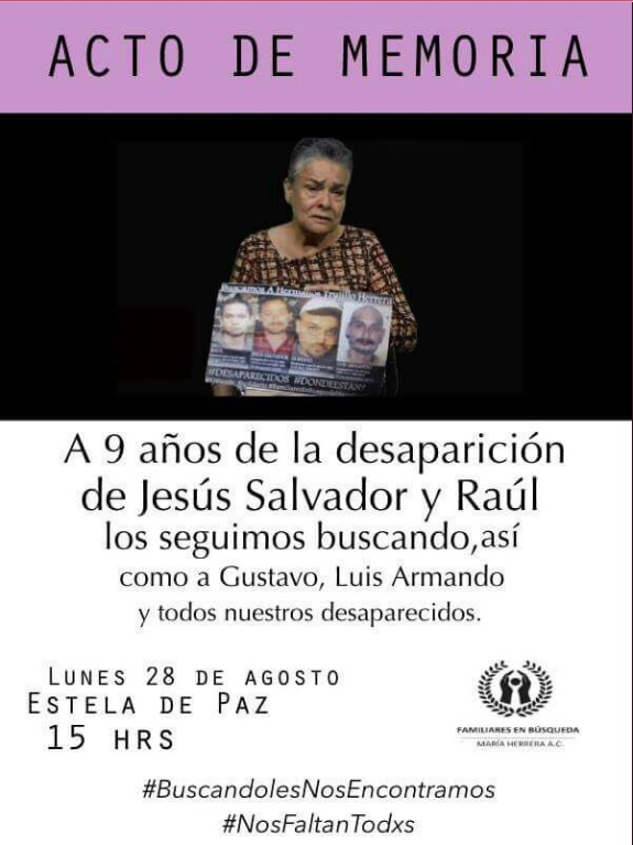 Acto de memoria | A 9 años de la desaparición de Jesús Salvador y Raúl