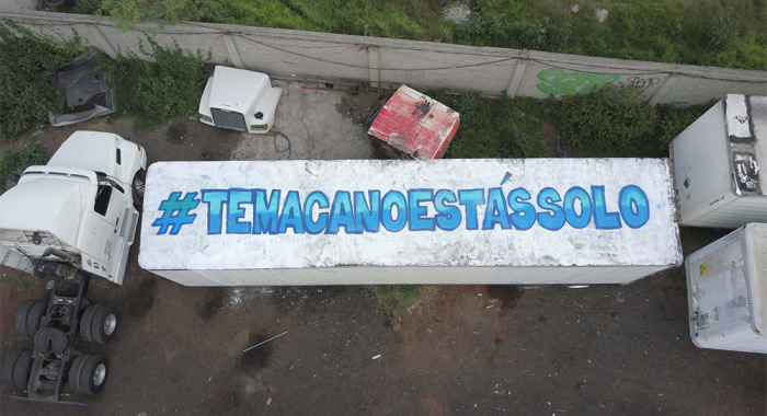 Artistas clandestinos intervienen trailer en apoyo a Temacapulín, Jalisco