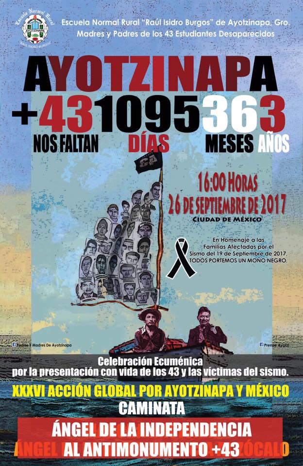 Marcha por el tercer aniversario de Ayotzinapa