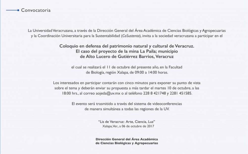 Coloquio «En defensa del patrimonio natural y cultural de Veracruz»