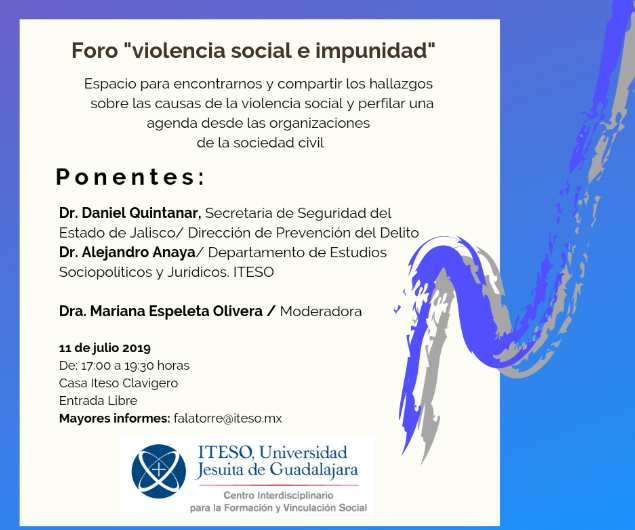 EN AGENDHA | Guadalajara: Foro «Violencia social e impunidad»