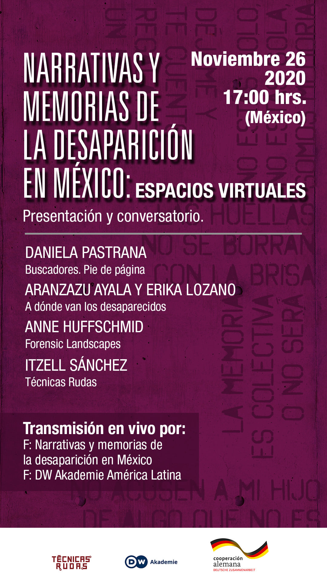 EN AGENDHA | Conversatorio «Narrativas y memorias de la desaparición en México»