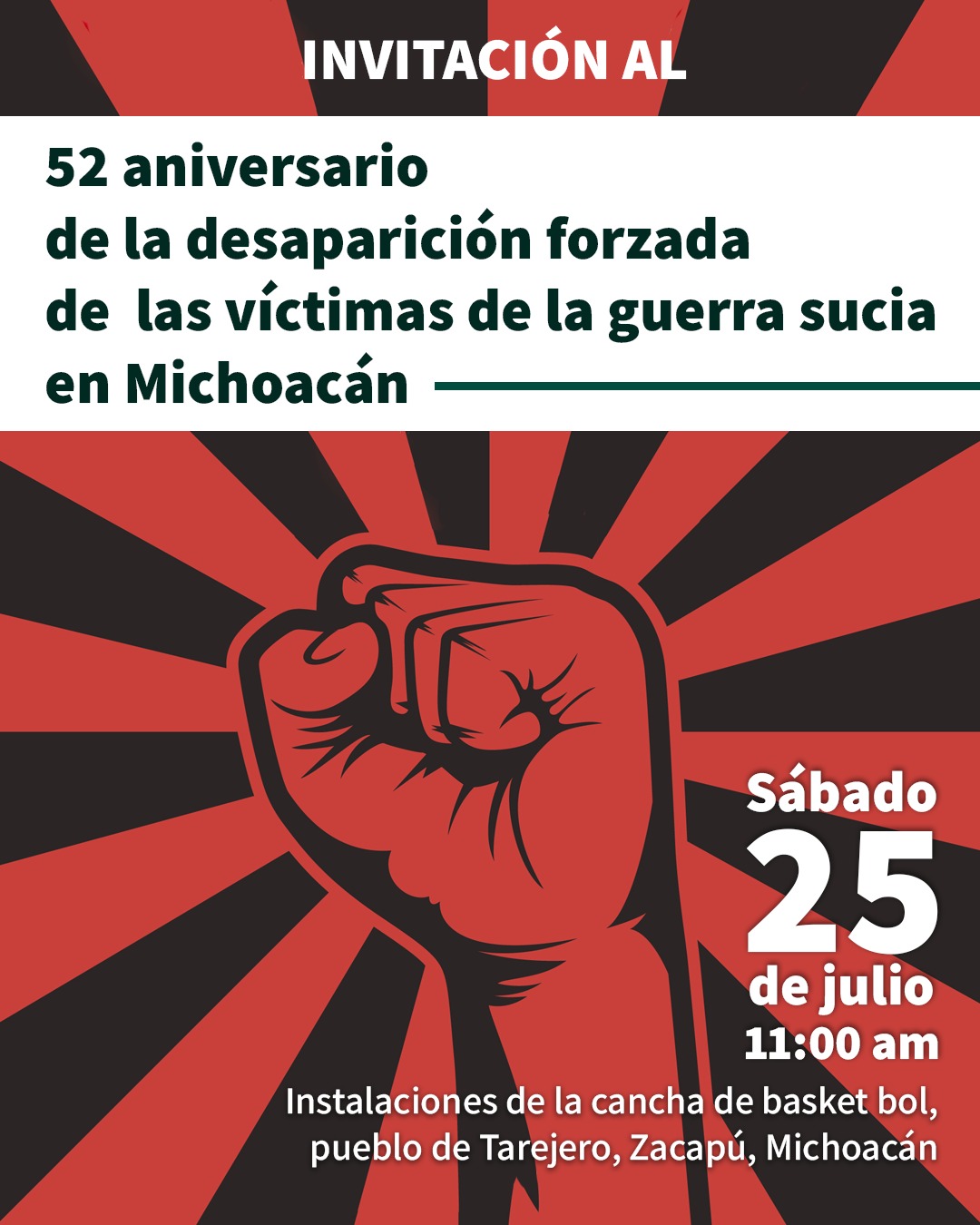52 aniversario de la desaparición forzada de víctimas de la guerra sucia en Michoacán