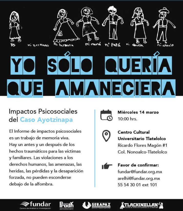 EN AGENDHA | Presentación de informe de impactos psicosociales en el caso Ayotzinapa